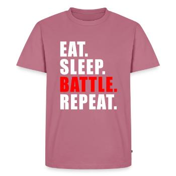 EAT SLEEP BATTLE REPEAT GIFT GAMING BRAWL GAME - Men's Premium Organic T-Shirt - mauve - Front - Nico (187cm)