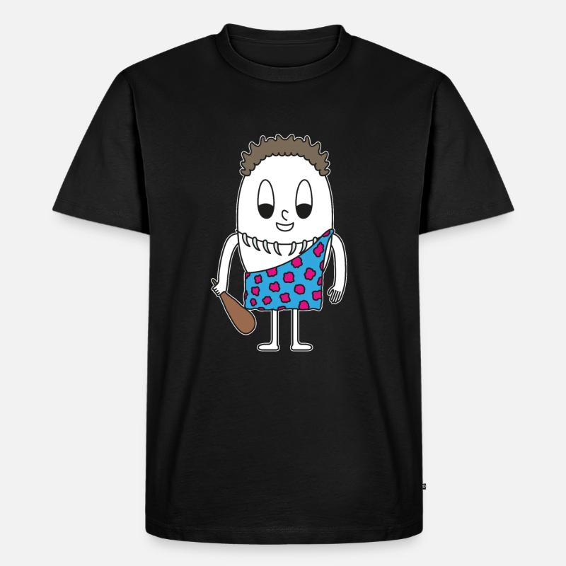 Steinzeitmann Ei - Männer Premium Bio T-Shirt - Schwarz