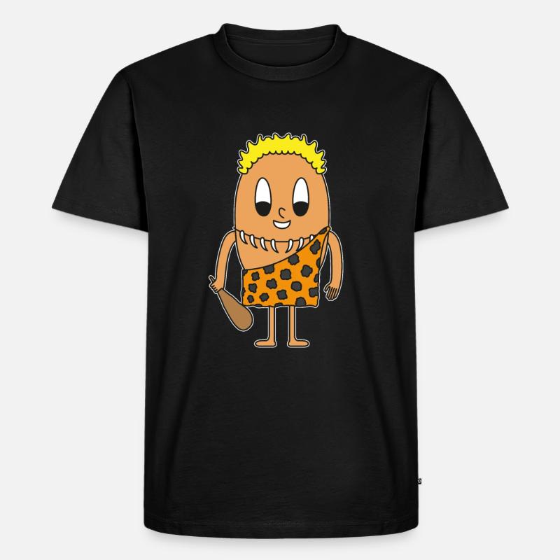 Steinzeitmann Ei - Männer Premium Bio T-Shirt - Schwarz