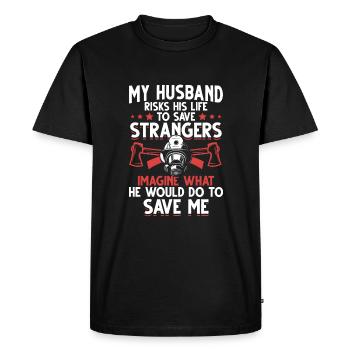 pompier mari homme protection famille sauvetage - T-shirt Premium bio Homme - noir - Devant - Nico (187cm)