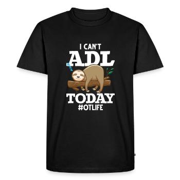 Le thérapeute de l’emploi ADL - T-shirt Premium bio Homme - noir - Devant - Nico (187cm)
