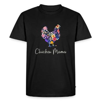 Chicken Mama Hen Flowers Farmer's Wife Cute Chicken - Men's Premium Organic T-Shirt - black - Front - Nico (187cm)