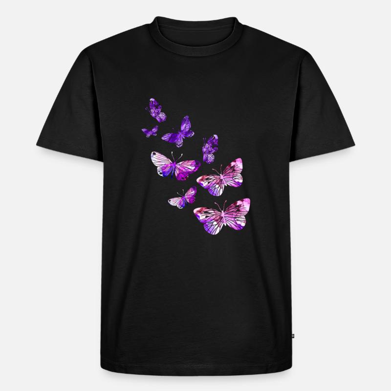 Schöner Schmetterling Mädchen lila - Männer Premium Bio T-Shirt - Schwarz