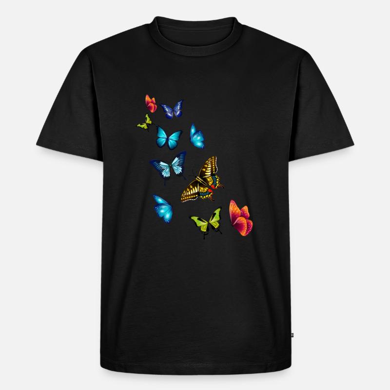 Mädchen Schöne Bunte Schmetterlinge - Männer Premium Bio T-Shirt - Schwarz