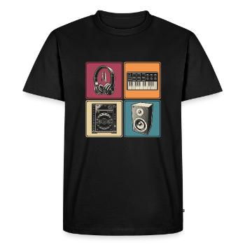 Modular Synthesizer Analog Headphones DJ Musician - Men's Premium Organic T-Shirt - black - Front - Nico (187cm)