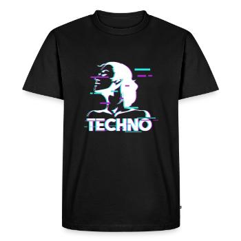 Techno Basse Elektro Musique de danse Raver - T-shirt Premium bio Homme - noir - Devant - Nico (187cm)