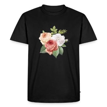 Vintage Roses Blossom Watercolor Flowers Gardening - Men's Premium Organic T-Shirt - black - Front - Nico (187cm)