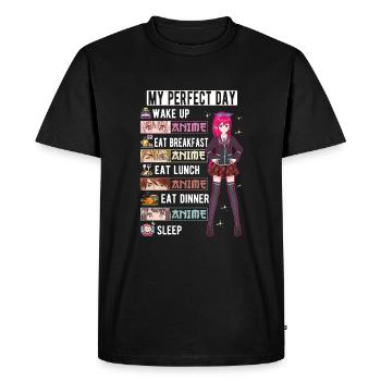 Jour parfait Anime Otaku Girl Japonais Manga - T-shirt Premium bio Homme - noir - Devant - Nico (187cm)