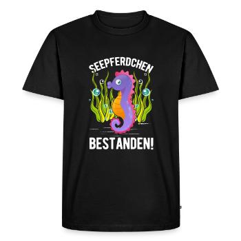 Hippocampe insigne de natation réussi - T-shirt Premium bio Homme - noir - Devant - Nico (187cm)