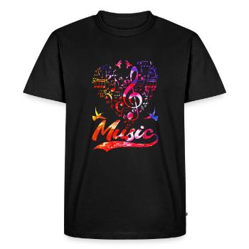 Colorful Music Bass Wrench Bird Musical Notes - Men's Premium Organic T-Shirt - black - Front - Nico (187cm)