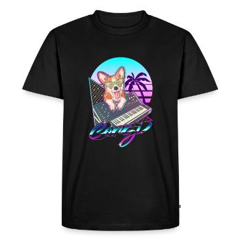 Synthétiseur Vaporwave Corgi chien modulaire analogique - T-shirt Premium bio Homme - noir - Devant - Nico (187cm)
