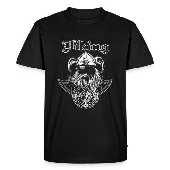 Viking Vikings with shield and axe - Men's Premium Organic T-Shirt - black - Front - Nico (187cm)