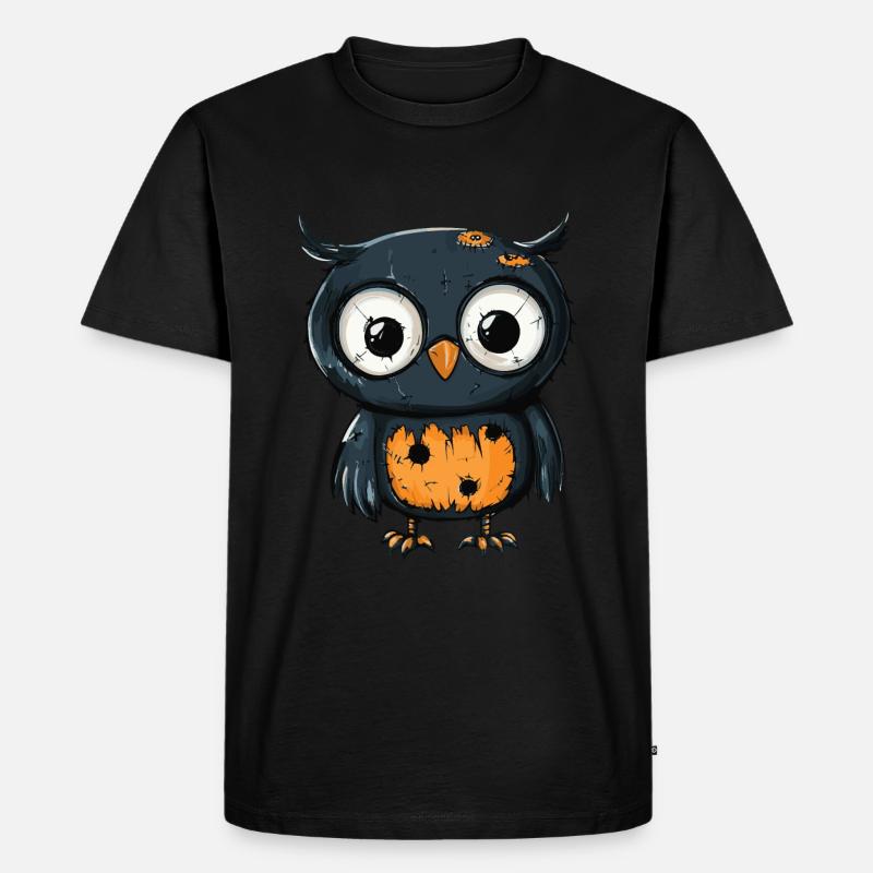 Eule Halloween Zombie - Männer Premium Bio T-Shirt - Schwarz