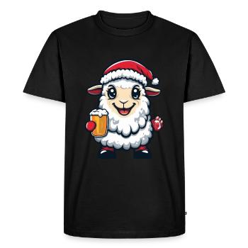 Sheep Christmas Beer Funny - Men's Premium Organic T-Shirt - black - Front - Nico (187cm)