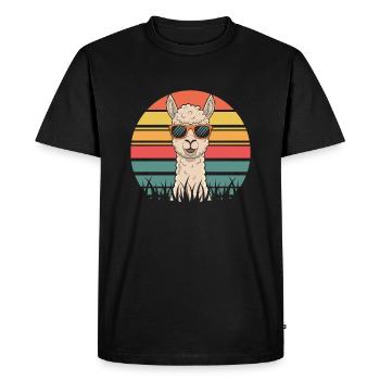 Lama d’alpaga frais - T-shirt Premium bio Homme - noir - Devant - Nico (187cm)