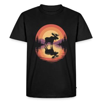 Funny Moose Nature Forest - Men's Premium Organic T-Shirt - black - Front - Nico (187cm)