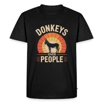Donkeys Over People Funny Donkey Saying - Men's Premium Organic T-Shirt - black - Front - Nico (187cm)