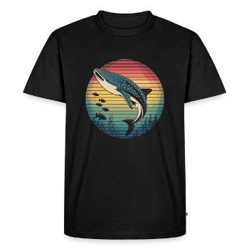 Rétro baleine requin requin mer océan animaux marins - T-shirt Premium bio Homme - noir - Devant - Nico (187cm)