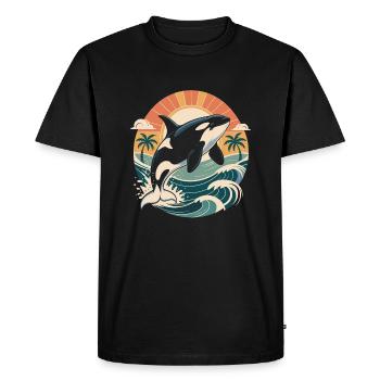 Vintage Orca Créatures de la mer Baleine de mer Orque - T-shirt Premium bio Homme - noir - Devant - Nico (187cm)