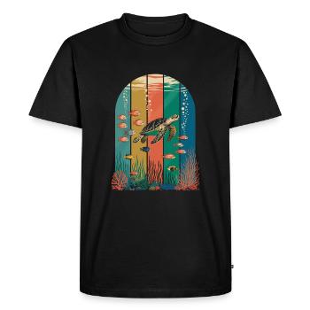 tortue aquatique créatures marines tortue - T-shirt Premium bio Homme - noir - Devant - Nico (187cm)