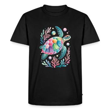 tortue aquatique créatures marines tortue - T-shirt Premium bio Homme - noir - Devant - Nico (187cm)