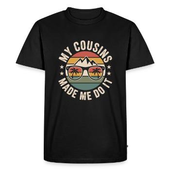Mes cousins m’ont fait le faire cousin - T-shirt Premium bio Homme - noir - Devant - Nico (187cm)