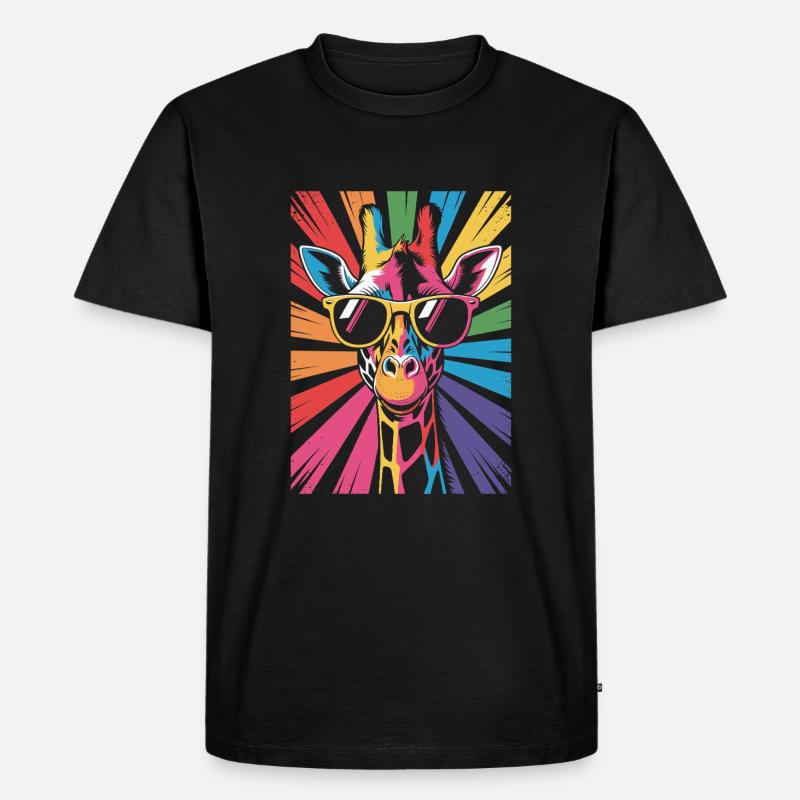 Giraffe mit Sonnenbrille Safari Savanne - Männer Premium Bio T-Shirt - Schwarz