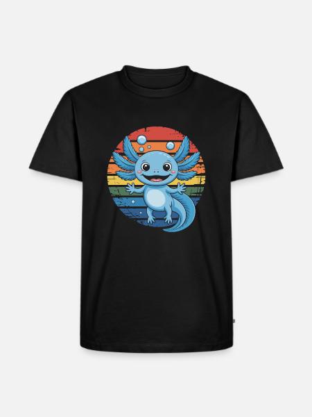 Axolotl Amphibie - Männer Premium Bio T-Shirt - Schwarz