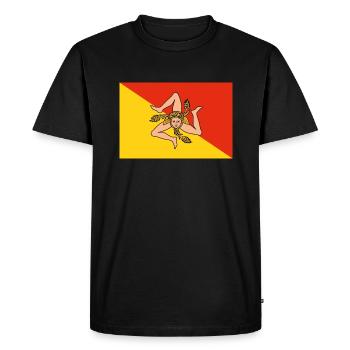 Sicile Drapeau Italie Palermo Trinacria Italia - T-shirt Premium bio Homme - noir - Devant - Nico (187cm)
