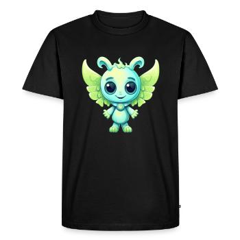 Alien in comic book style as angel with wings - Men's Premium Organic T-Shirt - black - Front - Nico (187cm)