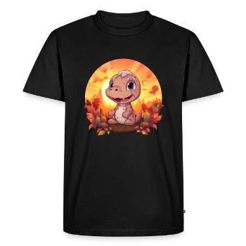 Autumn Dino Trex Dinosaur Foliage Autumn Sunset - Men's Premium Organic T-Shirt - black - Front - Nico (187cm)