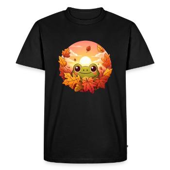 Autumn Melody: Frog, Colorful Leaves & Rounder - Men's Premium Organic T-Shirt - black - Front - Nico (187cm)