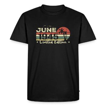 millésime de juin 79e anniversaire né 1945 vibe - T-shirt Premium bio Homme - noir - Devant - Nico (187cm)