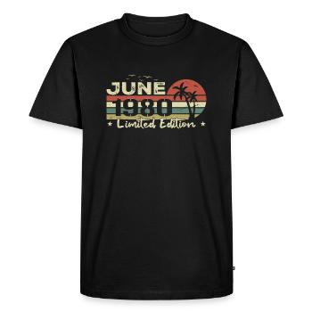 Vintage June 44th Anniversary Born 1980 Vibe - Men's Premium Organic T-Shirt - black - Front - Nico (187cm)