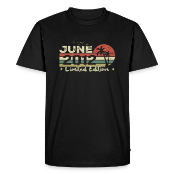 millésime de juin 12e anniversaire né 2012 vibe - T-shirt Premium bio Homme - noir - Devant - Nico (187cm)