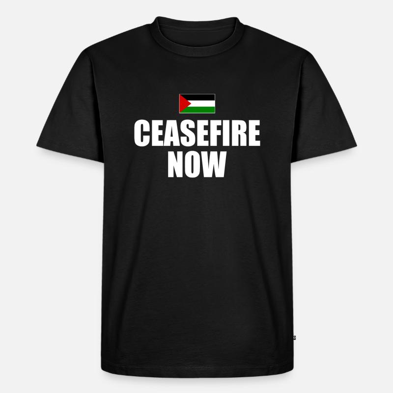 ceasefire now - Männer Premium Bio T-Shirt - Schwarz
