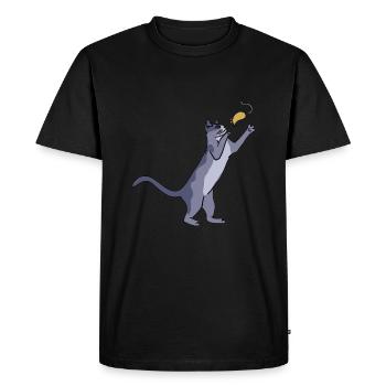 Cat with mouse - Men's Premium Organic T-Shirt - black - Front - Nico (187cm)