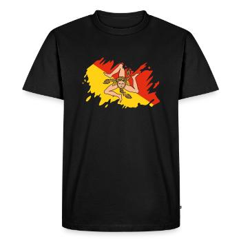Sicily flag Italy Palermo Trinacria Italia - Men's Premium Organic T-Shirt - black - Front - Nico (187cm)