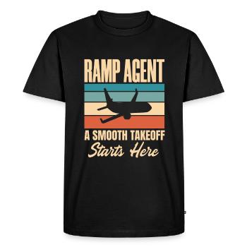 Agent de rampe Un décollage en douceur commence ici - T-shirt Premium bio Homme - noir - Devant - Nico (187cm)