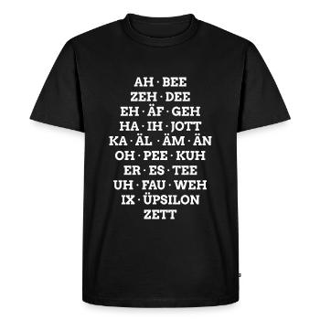 German alphabet in phonetic spelling - Men's Premium Organic T-Shirt - black - Front - Nico (187cm)