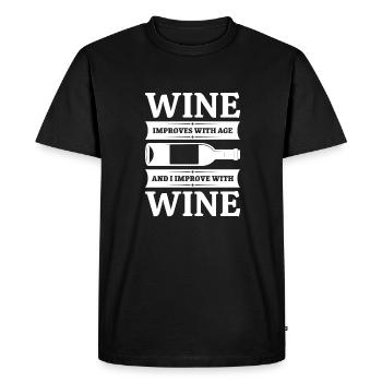 Wine Improves With Age And I Improve With Wine - Men's Premium Organic T-Shirt - black - Front - Nico (187cm)