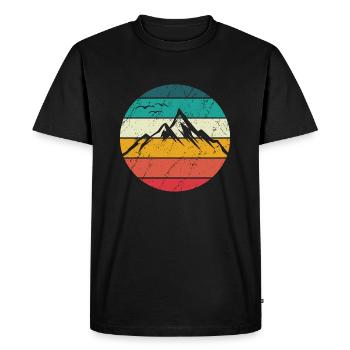 Mountains Retro Mountain Vintage Hiking Climbing Mountains - Men's Premium Organic T-Shirt - black - Front - Nico (187cm)