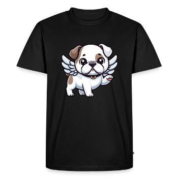 Cute American Bulldog Angel in Cartoon Sti - Men's Premium Organic T-Shirt - black - Front - Nico (187cm)