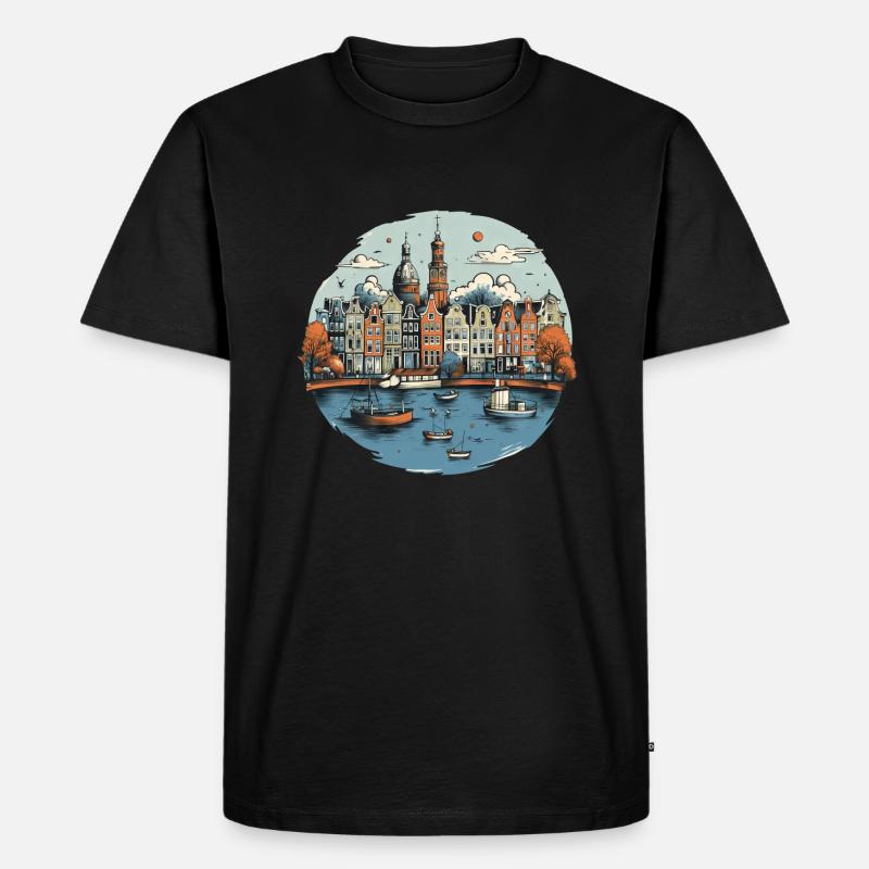 Amsterdam Skyline Urlaub Design - Männer Premium Bio T-Shirt - Schwarz