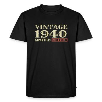 1940 Vintage: 84th Anniversary Unique Retro Gift - Men's Premium Organic T-Shirt - black - Front - Nico (187cm)