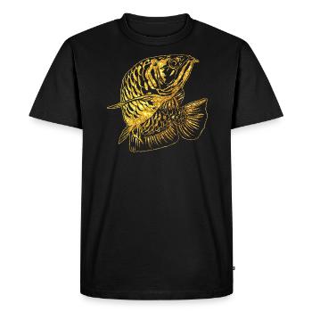 Arowana Fish Gold Graphic Fish Lover Fishing Gear - Men's Premium Organic T-Shirt - black - Front - Nico (187cm)