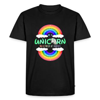 Sois une licorne arc-en-ciel | T-shirt licorne - T-shirt Premium bio Homme - noir - Devant - Nico (187cm)
