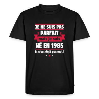 pas parfait né en1985 cadeau anniversaire 40 ans - T-shirt Premium bio Homme - noir - Devant - Nico (187cm)