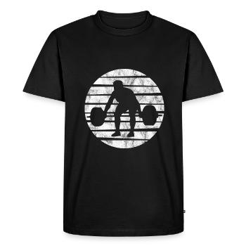Bodybuilding Bodybuilder GYM Fitnessstudio Retro - Men's Premium Organic T-Shirt - black - Front - Nico (187cm)