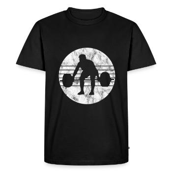 Bodybuilding Bodybuilder GYM Fitnessstudio Retro - Men's Premium Organic T-Shirt - black - Front - Nico (187cm)